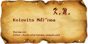 Kolovits Mínea névjegykártya